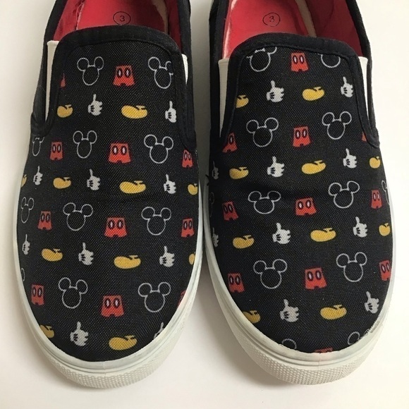 Disney Mickey Mouse Ears Kids SZ 3 8-9 Yrs Youth Slip On Shoes Canvas Sneakers - Picture 4 of 16